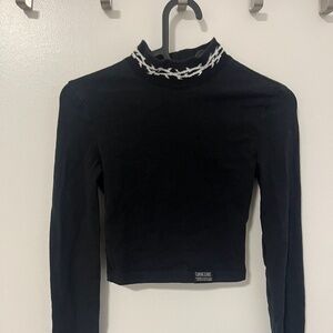 Lurking Class Mock Neck Long Sleeve Crop Top – Size XS